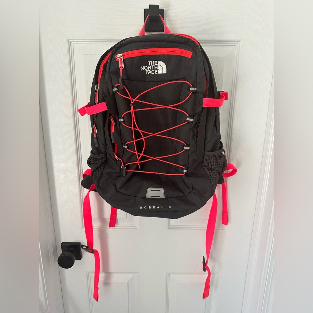 The North Face Gray and Pink Borealis Backpack